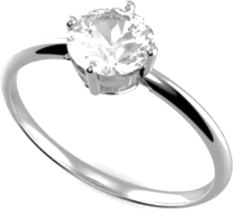 Classic diamond solitaire ring on white background